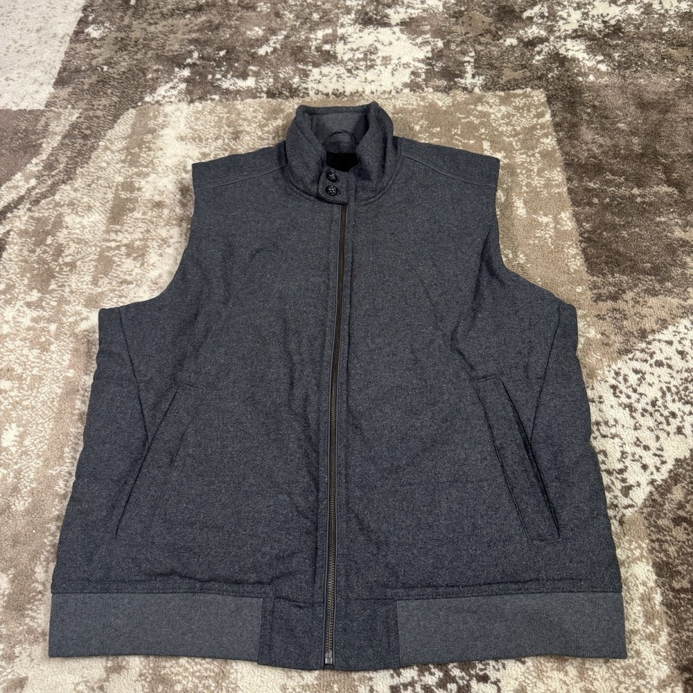 Banana Republic Wool Vest Men's XL Gray Full Zip Pockets Thick Heavyweight